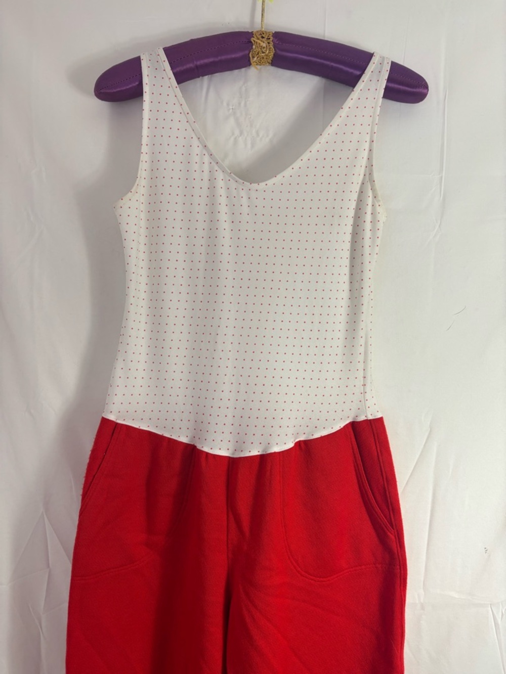 VTG Clown Core White + Red Polka Dot Jumpsuit Maximalist Size S - Picture 4 of 9